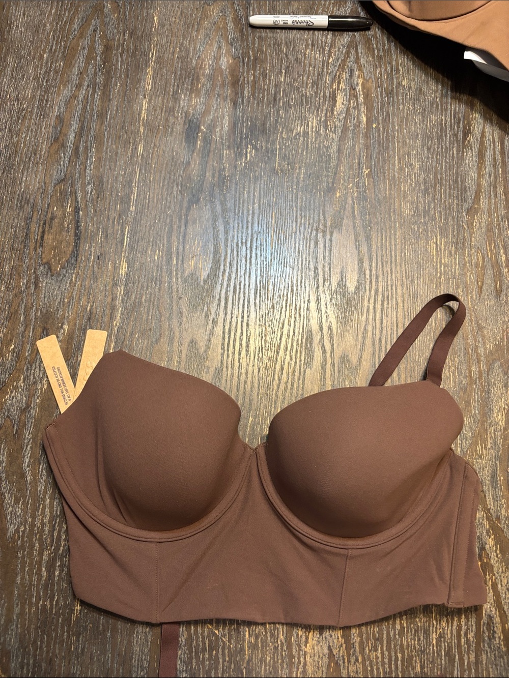 SKIMS Fits everybody low back longline Bra Cocoa Brown 32DDD NWT